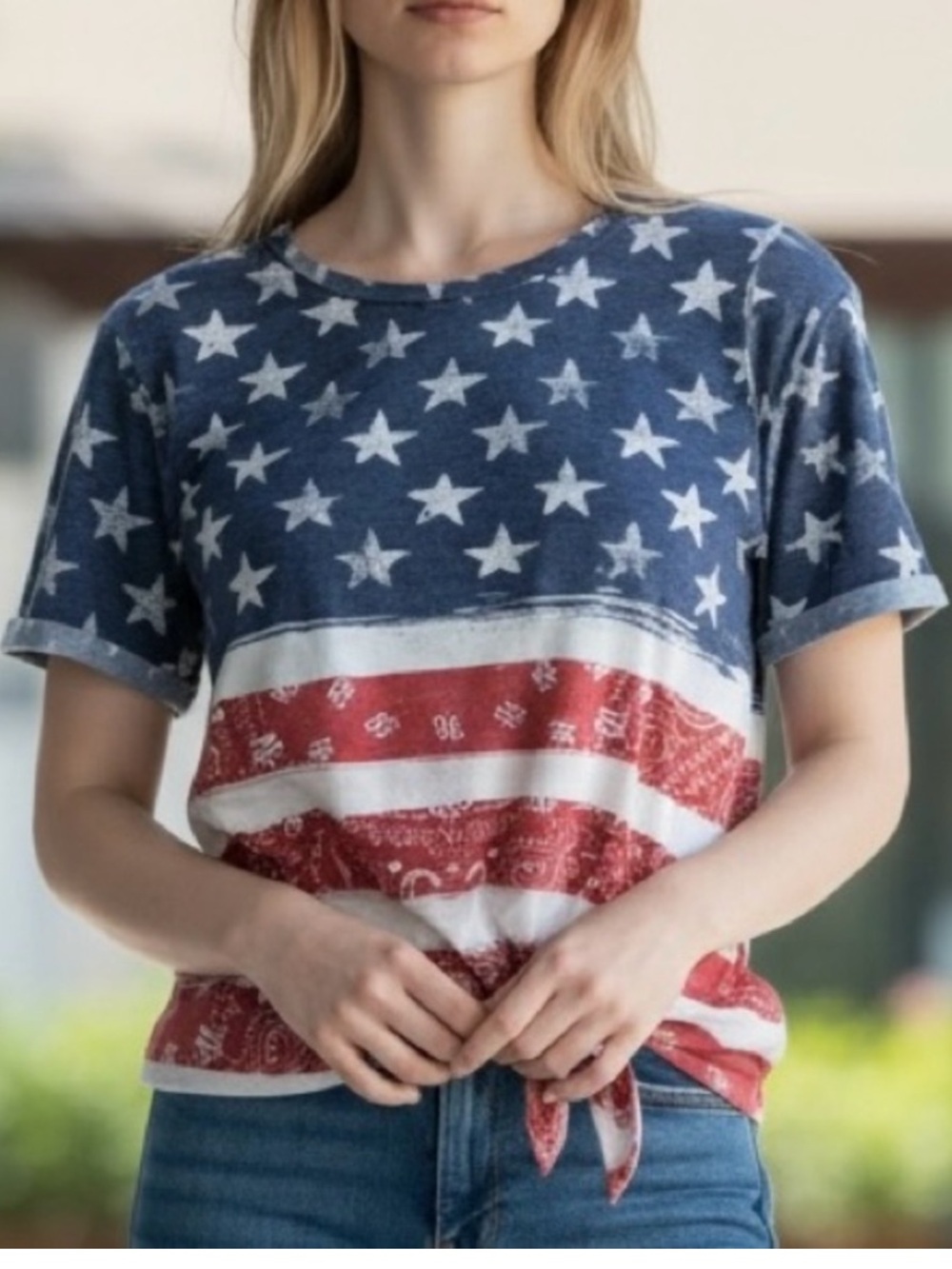 Women’s Flag Shirt with Tie-Front New Without Tags